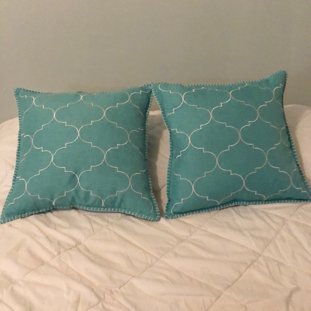 Turquoise Throw Pillows - 18”x18”
